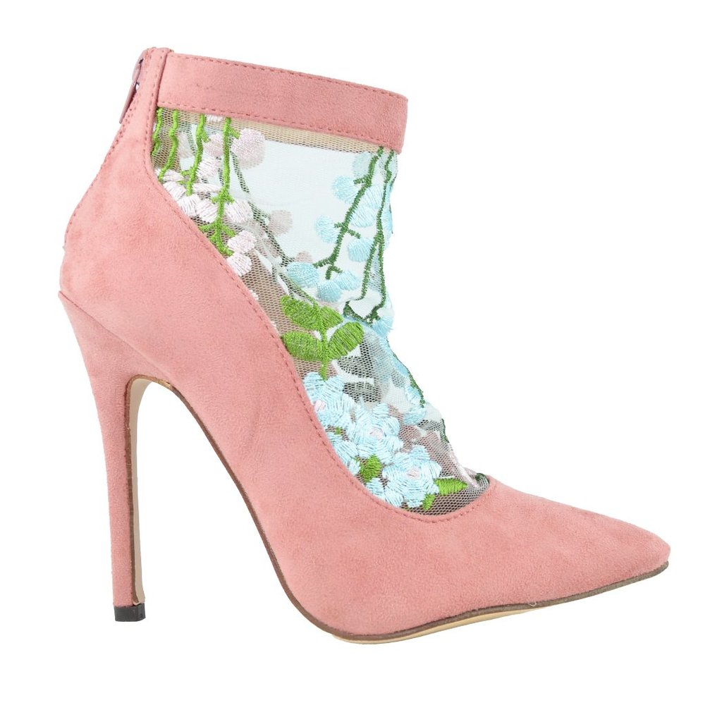 Chase & Chloe Betsy Embroidered Mesh Pump - Picture 2 of 5